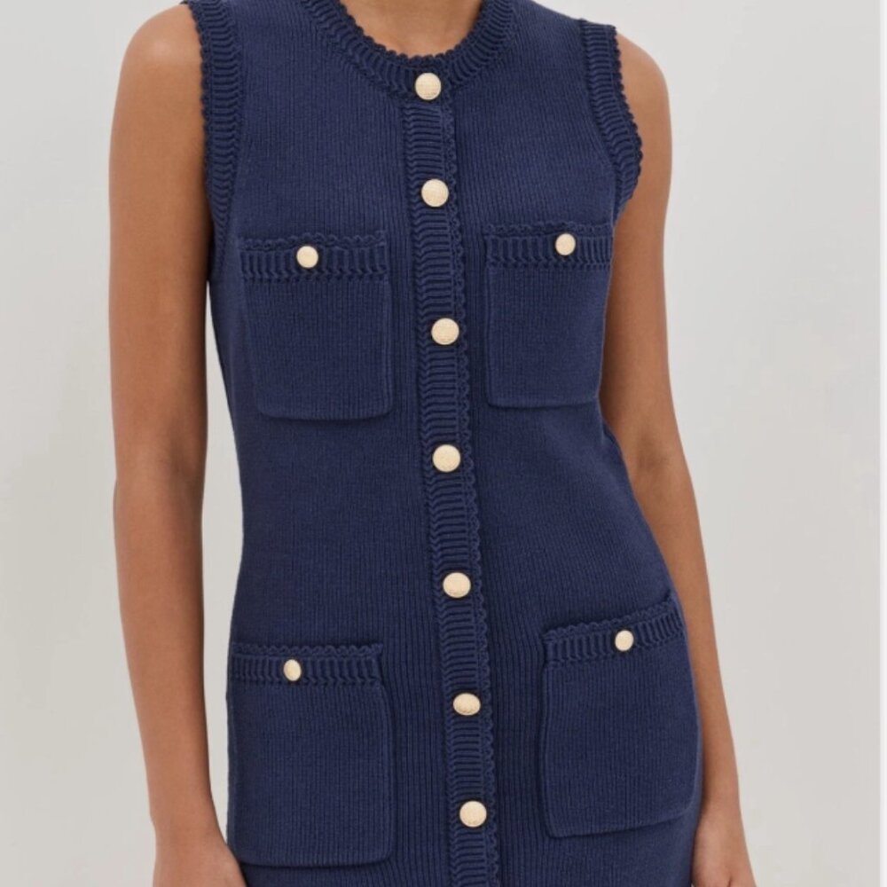 Reformation Catalina  Mini Dress Blue Cotton Sleeveless Crew Neck NWOT SZ XL